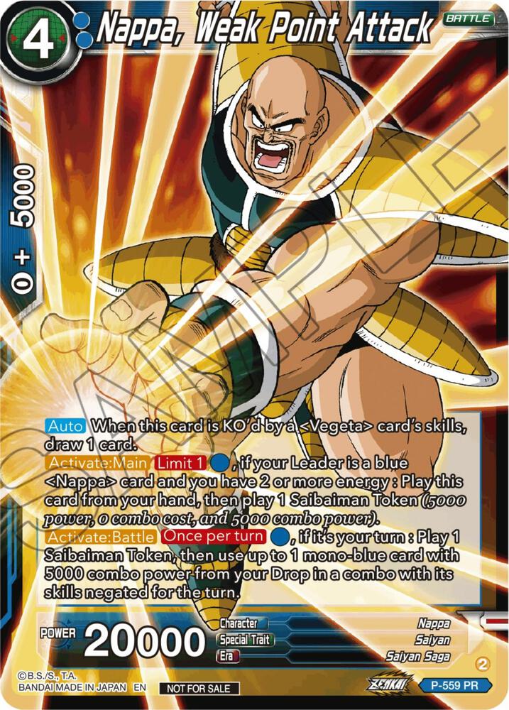 Nappa, Weak Point Attack (Zenkai Series Tournament Pack Vol.6) P-559 card from Tournament Promotion Cards
