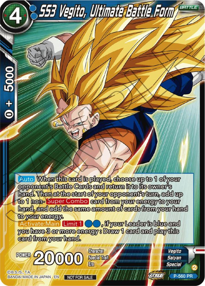 SS3 Vegito, Ultimate Battle Form (Zenkai Series Tournament Pack Vol.6) P-560 card from Tournament Promotion Cards