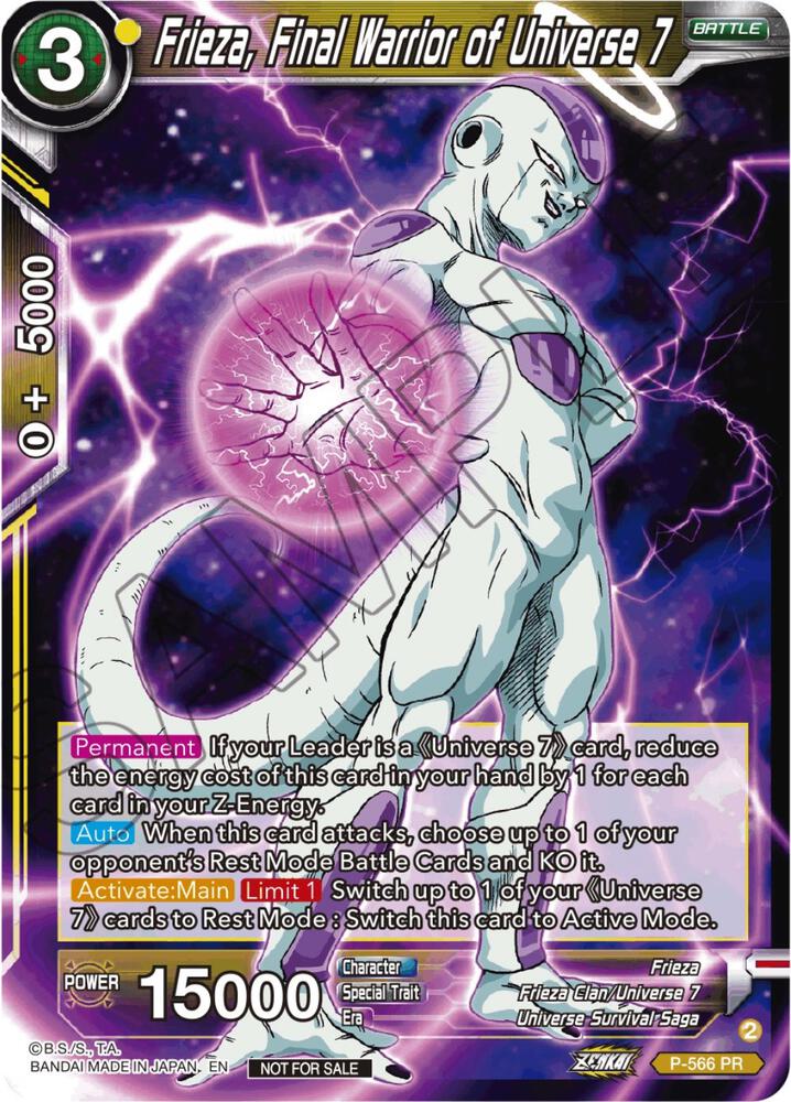 Frieza, Final Warrior of Universe 7 (Zenkai Series Tournament Pack Vol.6) P-566 card from Tournament Promotion Cards