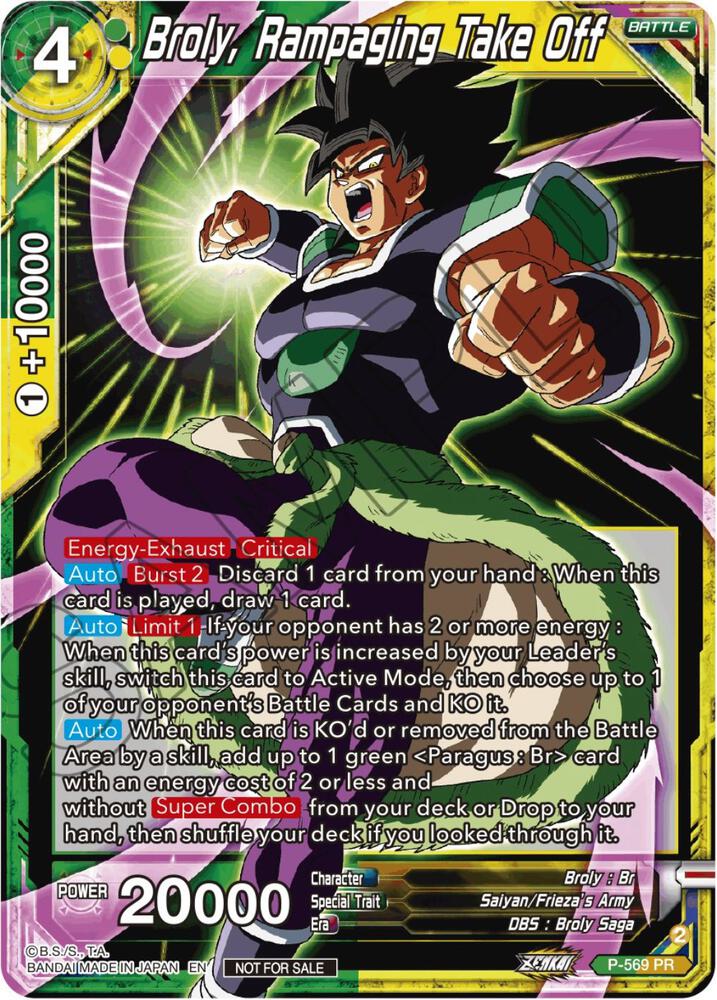 Broly, Rampaging Take Off (Zenkai Series Tournament Pack Vol.6) P-569 card from Tournament Promotion Cards