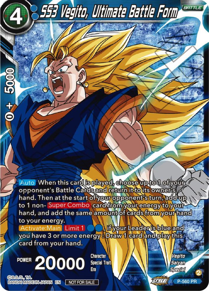 SS3 Vegito, Ultimate Battle Form (Zenkai Series Tournament Pack Vol.6) (Winner) P-560 card from Tournament Promotion Cards