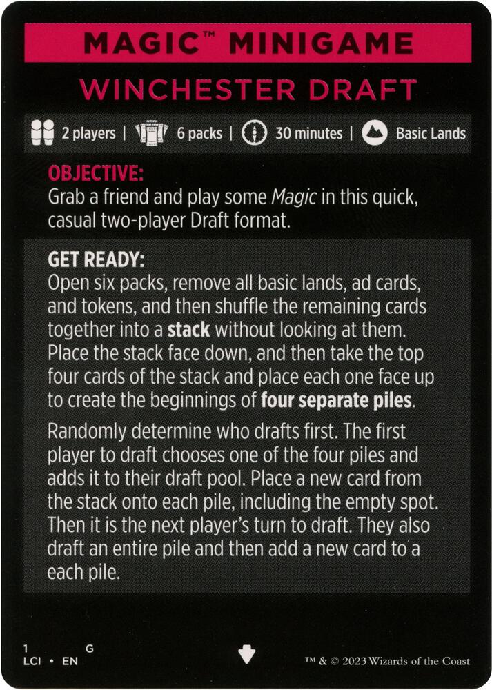 Magic Minigame: Winchester Draft 1 card from The Lost Caverns of Ixalan