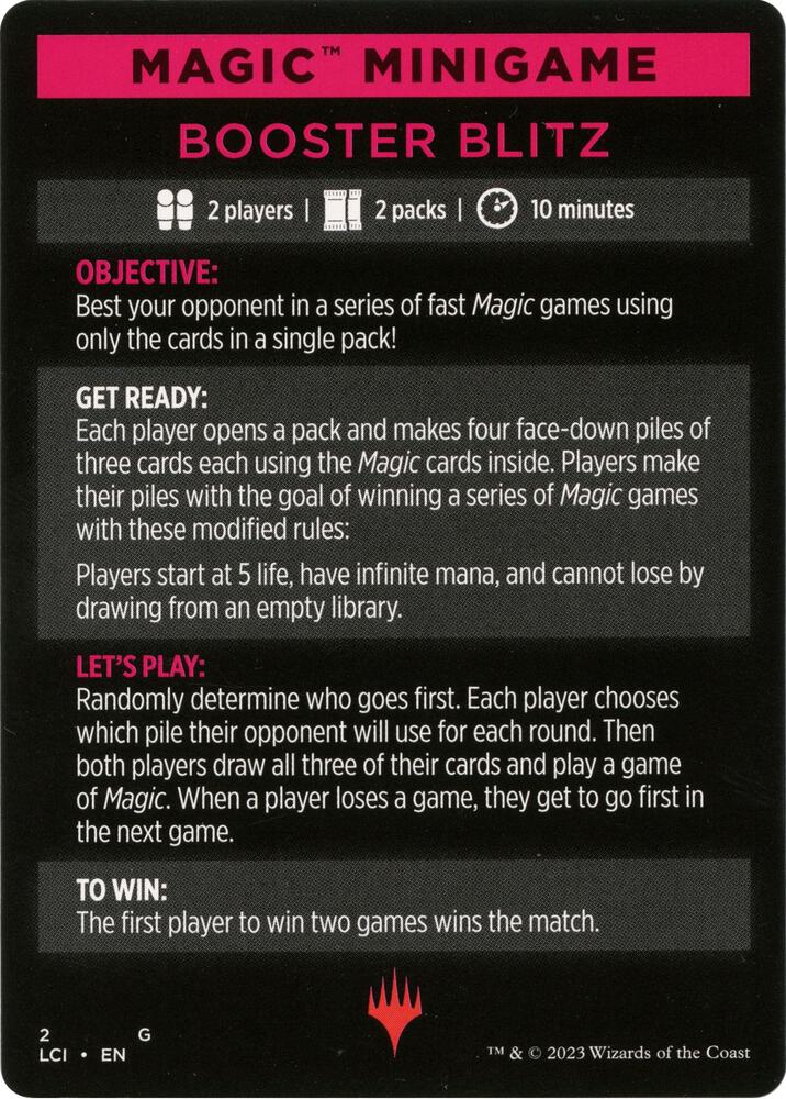 Magic Minigame: Booster Blitz 2 card from The Lost Caverns of Ixalan