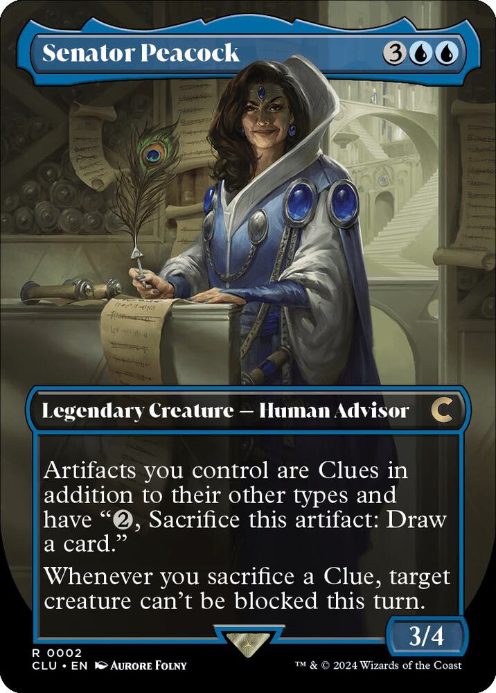 Senator Peacock (Borderless) 2 card from Ravnica: Clue Edition