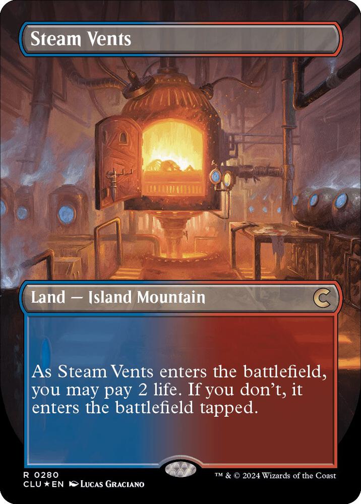 Steam Vents (Borderless) 280 card from Ravnica: Clue Edition