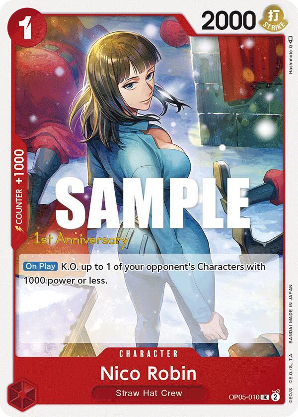 Nico Robin OP05-010 card from Awakening of the New Era: 1st Anniversary Tournament Cards