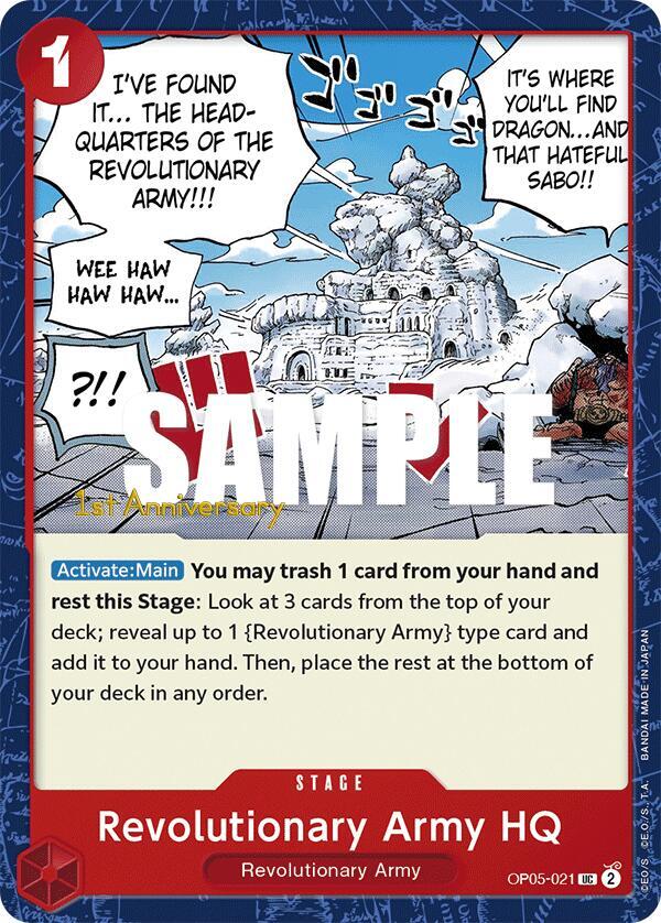 Revolutionary Army HQ OP05-021 card from Awakening of the New Era: 1st Anniversary Tournament Cards