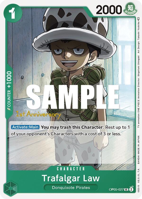 Trafalgar Law OP05-027 card from Awakening of the New Era: 1st Anniversary Tournament Cards