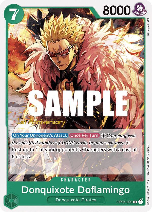 Donquixote Doflamingo OP05-029 card from Awakening of the New Era: 1st Anniversary Tournament Cards
