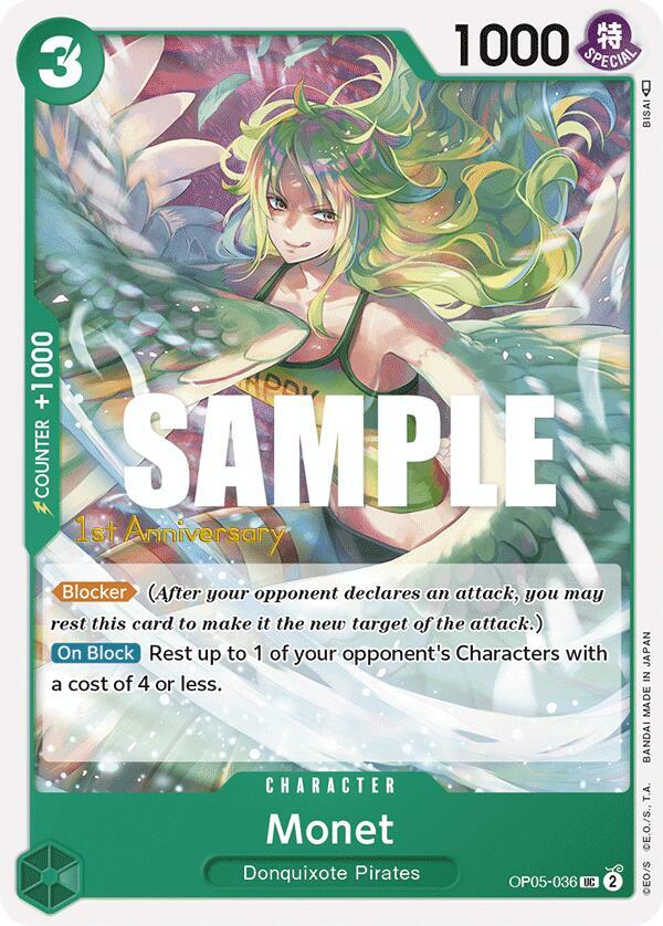Monet OP05-036 card from Awakening of the New Era: 1st Anniversary Tournament Cards