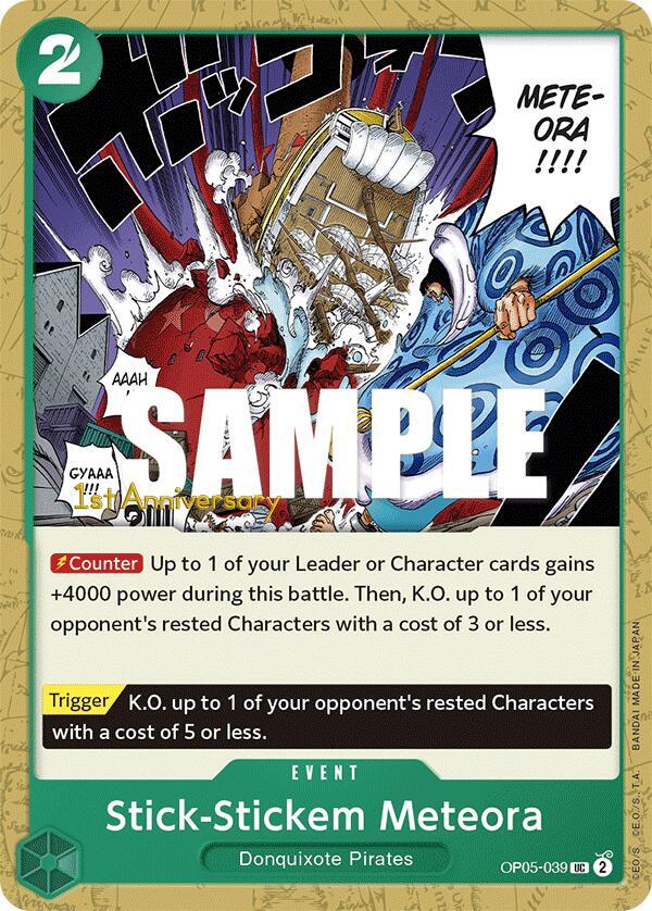 Stick-Stickem Meteora OP05-039 card from Awakening of the New Era: 1st Anniversary Tournament Cards