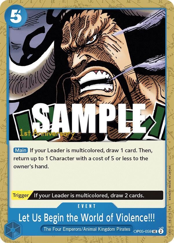Let Us Begin the World of Violence!! OP05-059 card from Awakening of the New Era: 1st Anniversary Tournament Cards