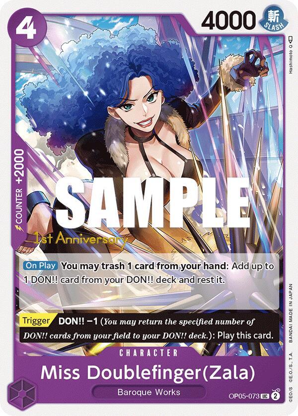 Miss Doublefinger(Zala) OP05-073 card from Awakening of the New Era: 1st Anniversary Tournament Cards