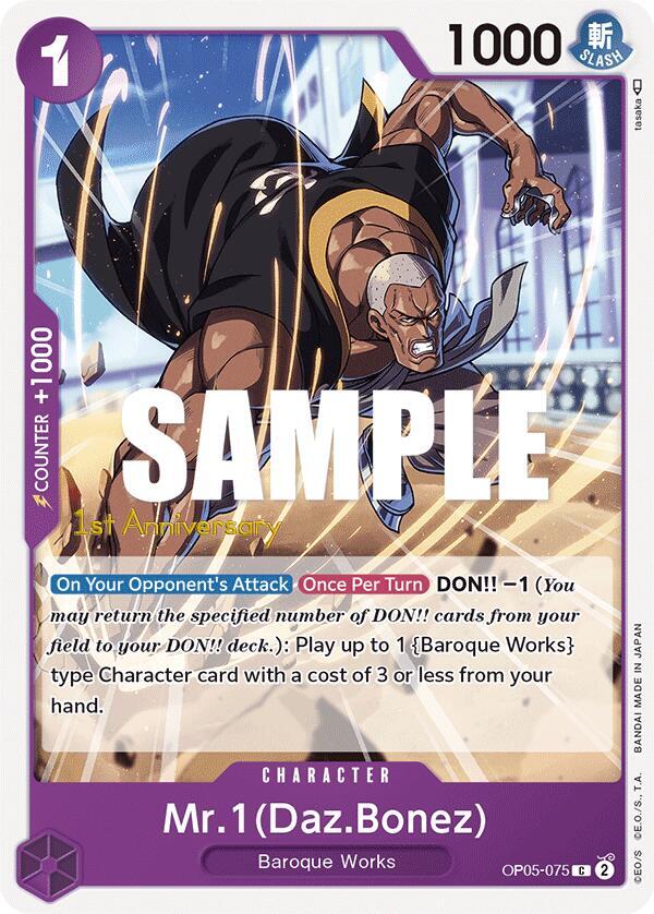 Mr.1 (Daz.Bonez) OP05-075 card from Awakening of the New Era: 1st Anniversary Tournament Cards