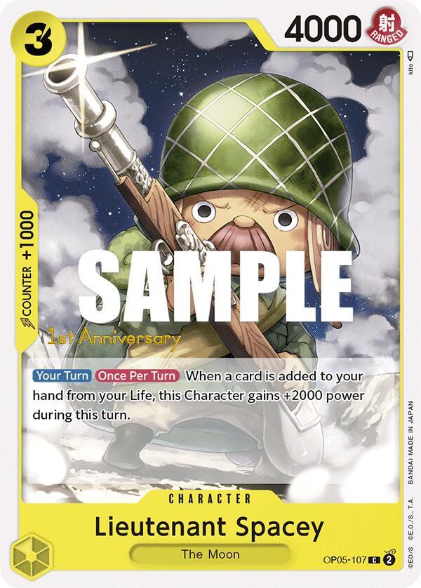 Lieutenant Spacey OP05-107 card from Awakening of the New Era: 1st Anniversary Tournament Cards