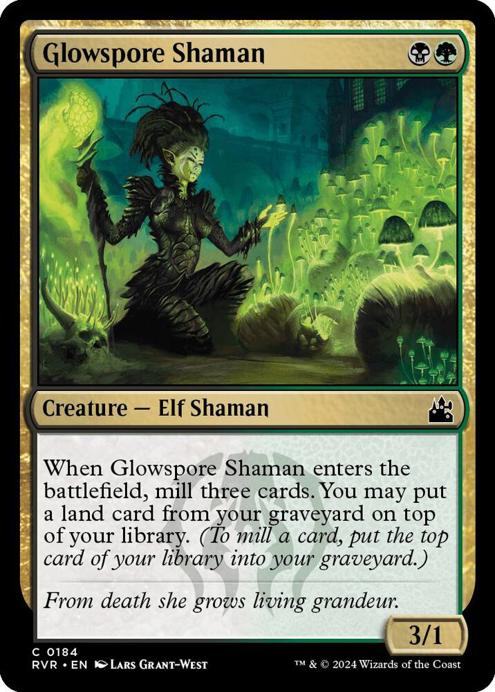Glowspore Shaman 184 card from Ravnica Remastered
