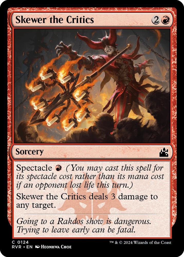 Skewer the Critics 124 card from Ravnica Remastered