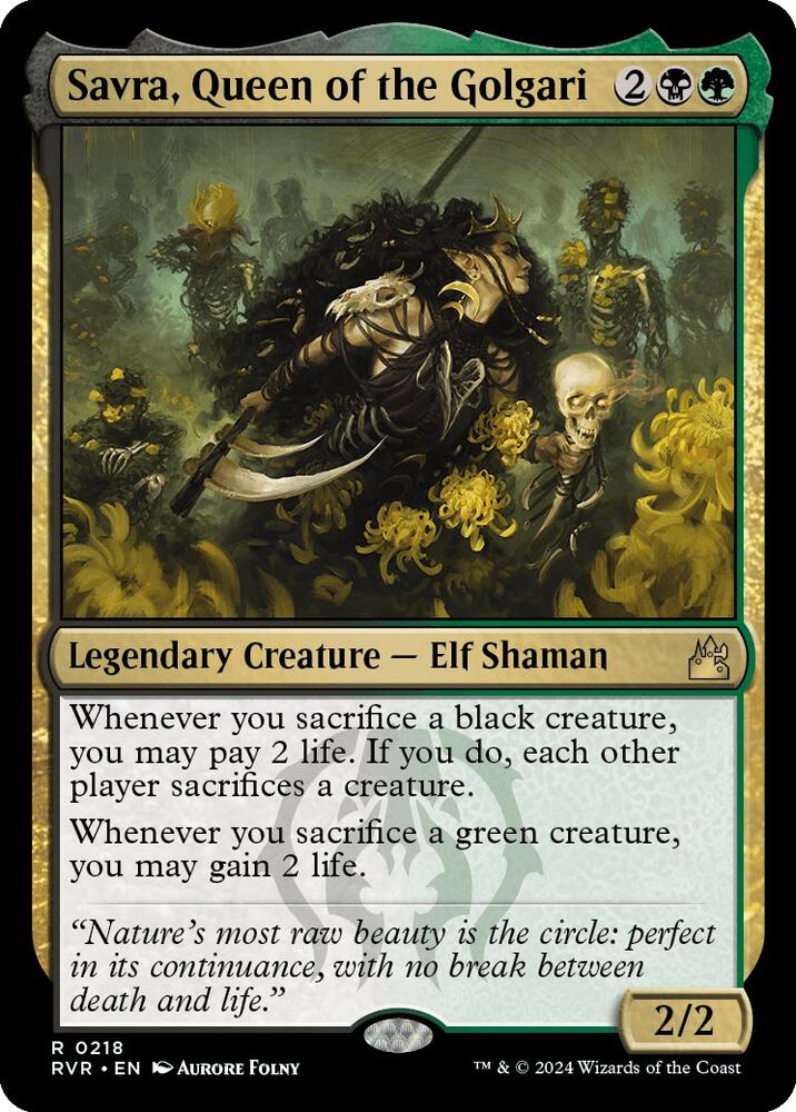 Savra, Queen of the Golgari 218 card from Ravnica Remastered