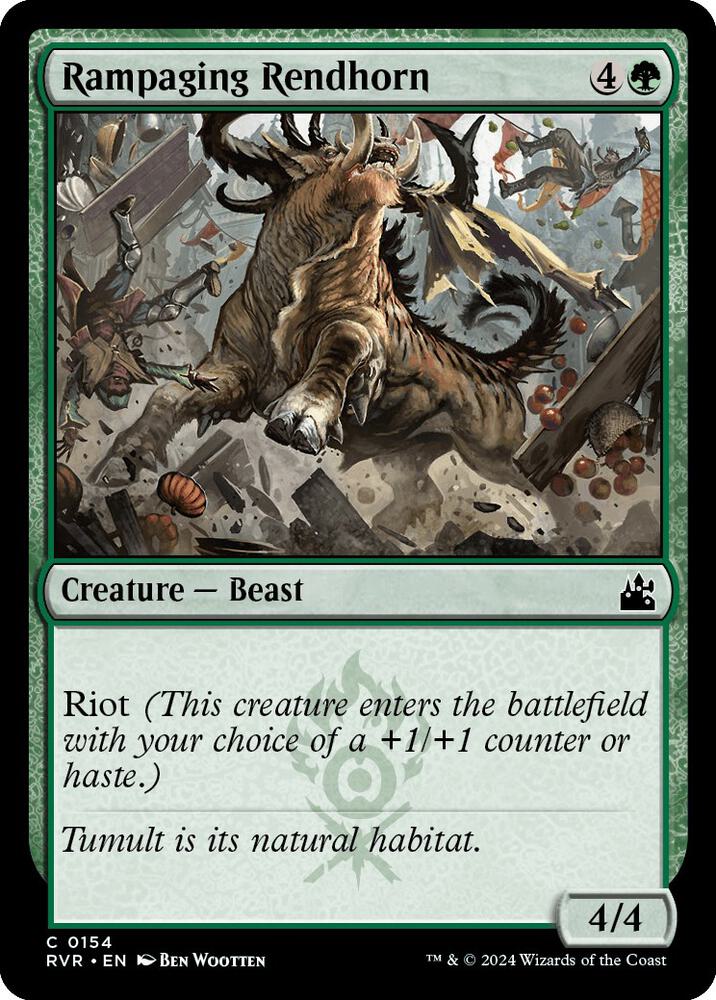 Rampaging Rendhorn 154 card from Ravnica Remastered