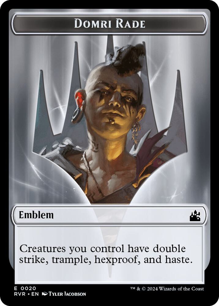 Emblem - Domri Rade 20 card from Ravnica Remastered