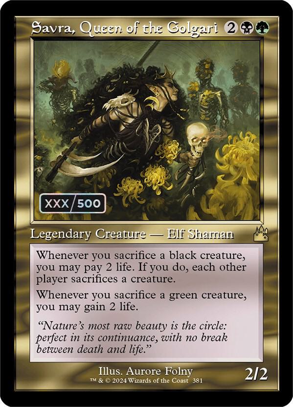 Savra, Queen of the Golgari (Retro Frame) (Serial Numbered) 381 card from Ravnica Remastered