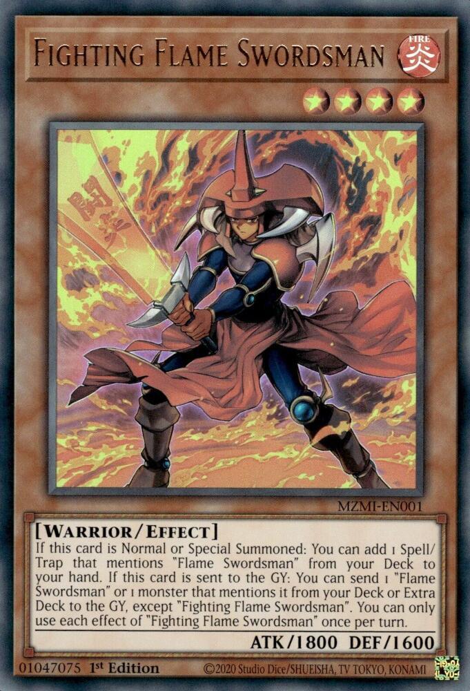 Fighting Flame Swordsman MZMI-EN001 card from Maze of Millennia