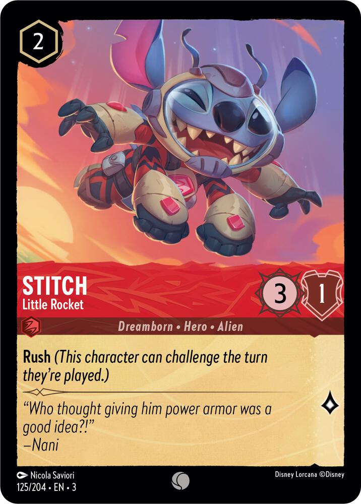 Stitch - Little Rocket 125/204 card from Into the Inklands