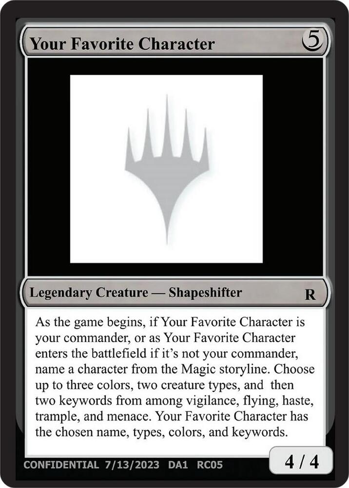 Your Favorite Character card from Un-Known Event Playtest Cards