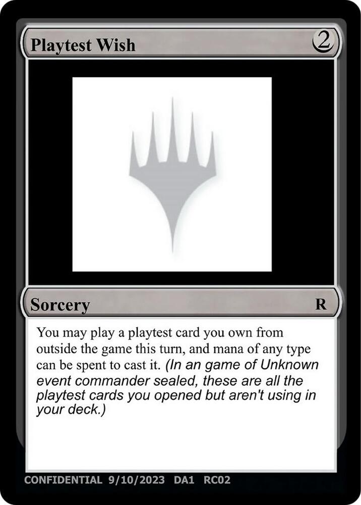 Playtest Wish card from Un-Known Event Playtest Cards