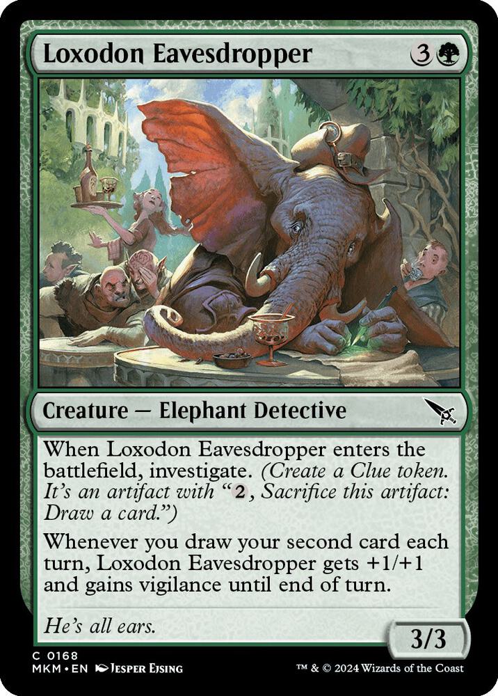 Loxodon Eavesdropper 168 card from Murders at Karlov Manor
