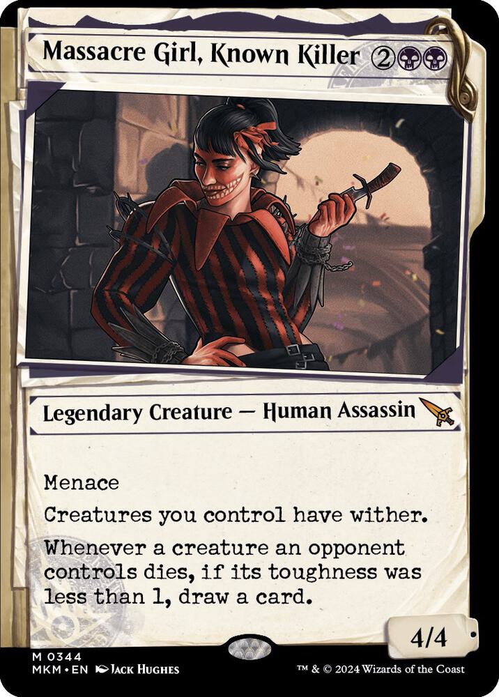 Massacre Girl, Known Killer (Showcase) 344 card from Murders at Karlov Manor
