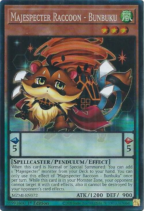 Majespecter Raccoon - Bunbuku (CR) MZMI-EN072 card from Maze of Millennia