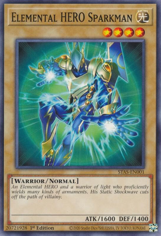 Elemental HERO Sparkman STAS-EN001 card from 2-Player Starter Set