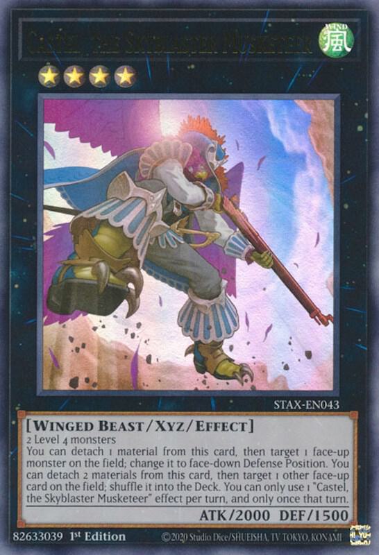 Castel, the Skyblaster Musketeer STAX-EN043 card from 2-Player Starter Set