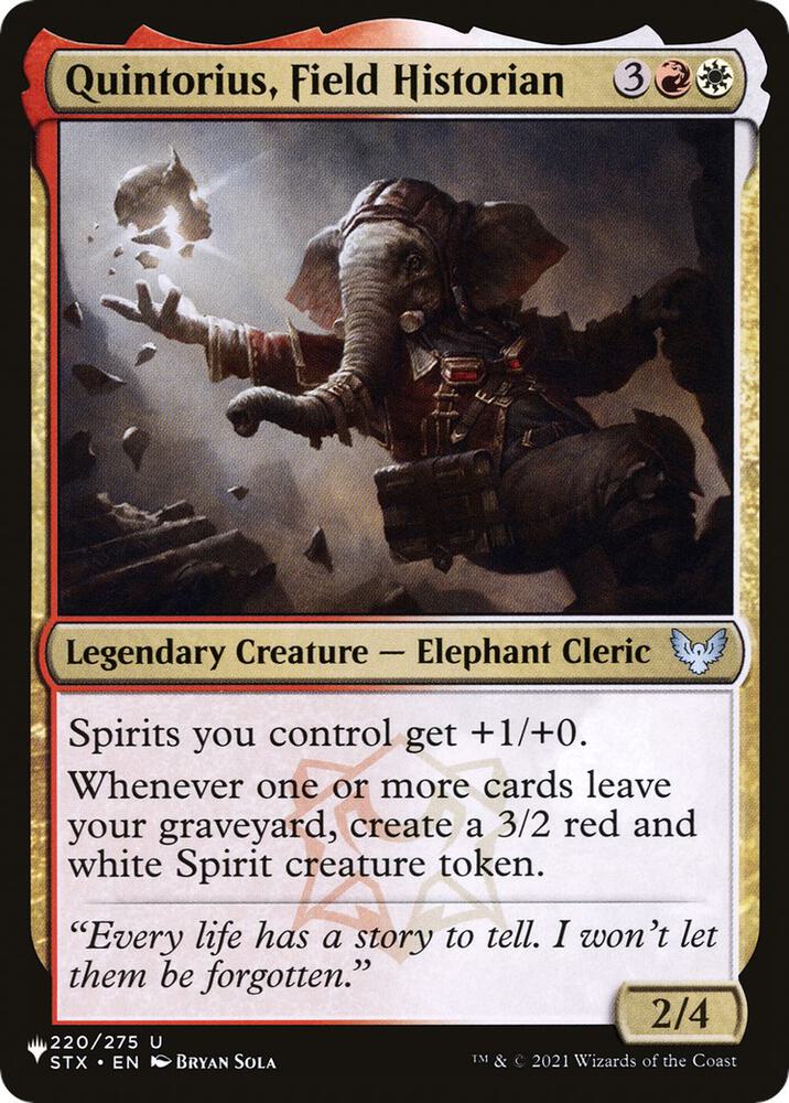 Quintorius, Field Historian 220/275 card from The List Reprints