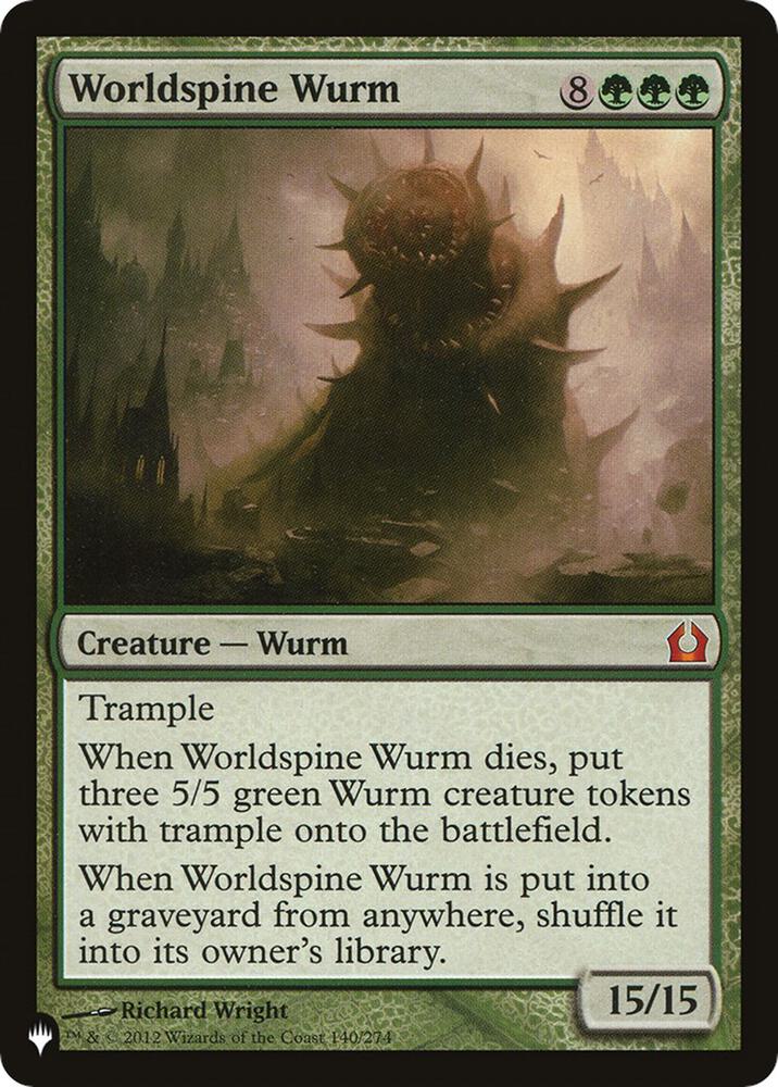 Worldspine Wurm 140/274 card from The List Reprints