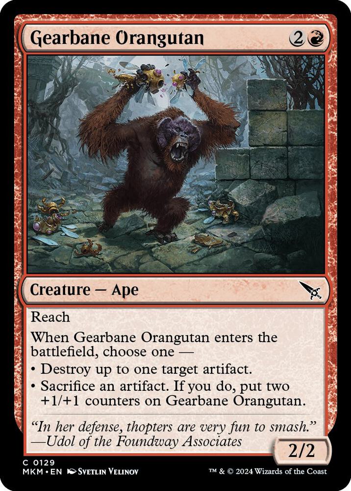 Gearbane Orangutan 129 card from Murders at Karlov Manor
