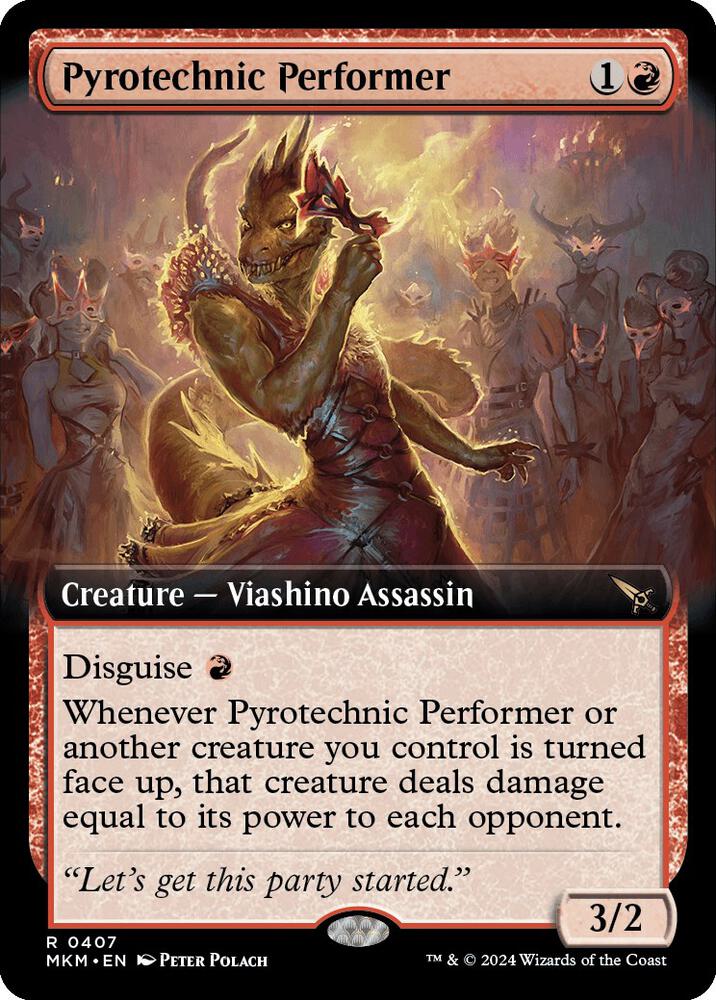 Pyrotechnic Performer (Extended Art) 407 card from Murders at Karlov Manor