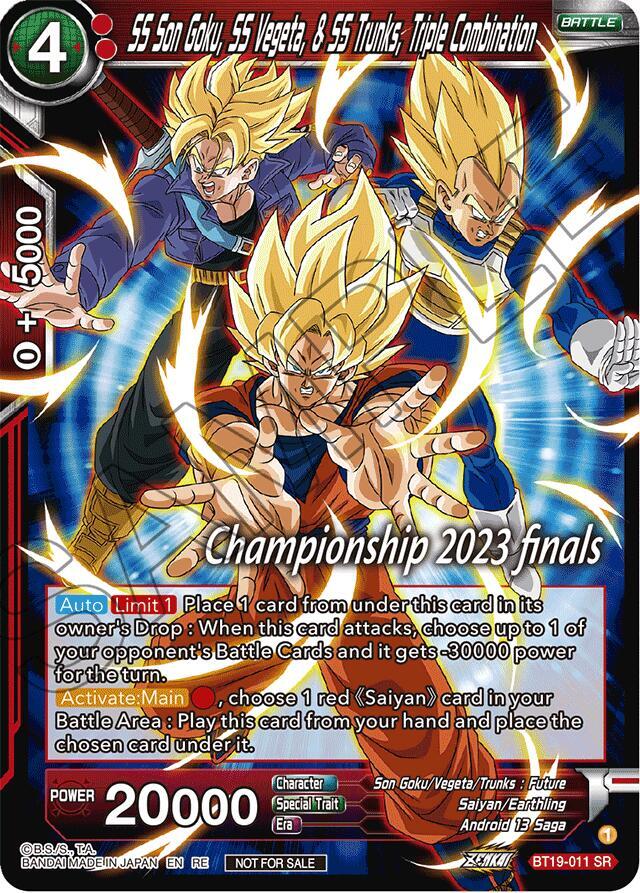 SS Son Goku, SS Vegeta, & SS Trunks, Triple Combination (2023 Championship Finals Celebration Pack) BT19-011 card from Tournament Promotion Cards