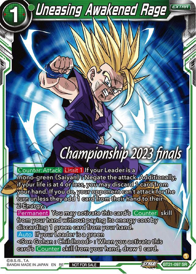 Uneasing Awakened Rage (2023 Championship Finals Celebration Pack) BT21-097 card from Tournament Promotion Cards