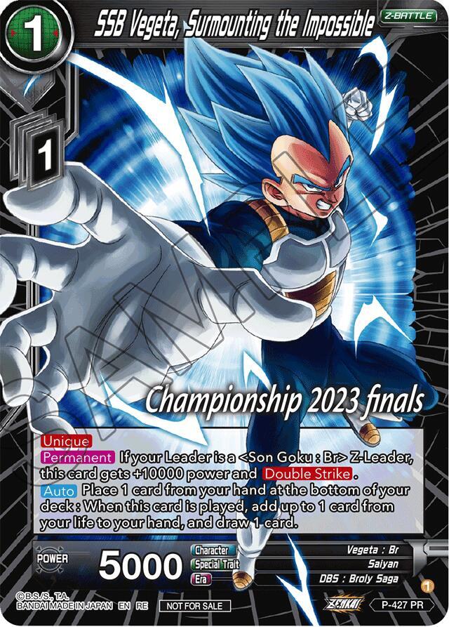 SSB Vegeta, Surmounting the Impossible (2023 Championship Finals Celebration Pack) P-427 card from Tournament Promotion Cards