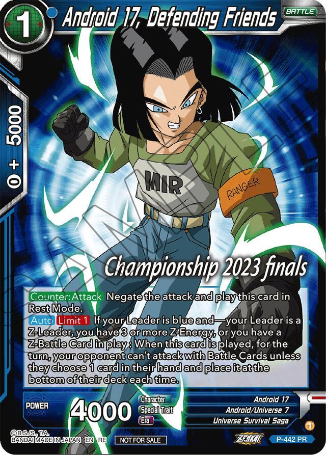 Android 17, Defending Friends (2023 Championship Finals Celebration Pack) P-442 card from Tournament Promotion Cards