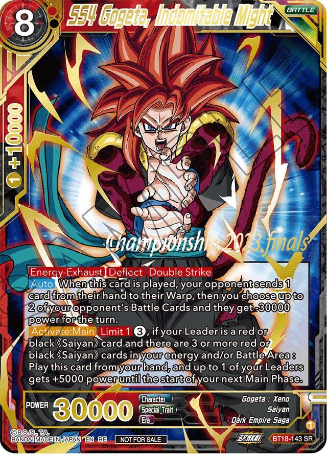 SS4 Gogeta, Indomitable Might (2023 Championship Finals Celebration Pack Deluxe Set) BT18-143 card from Tournament Promotion Cards
