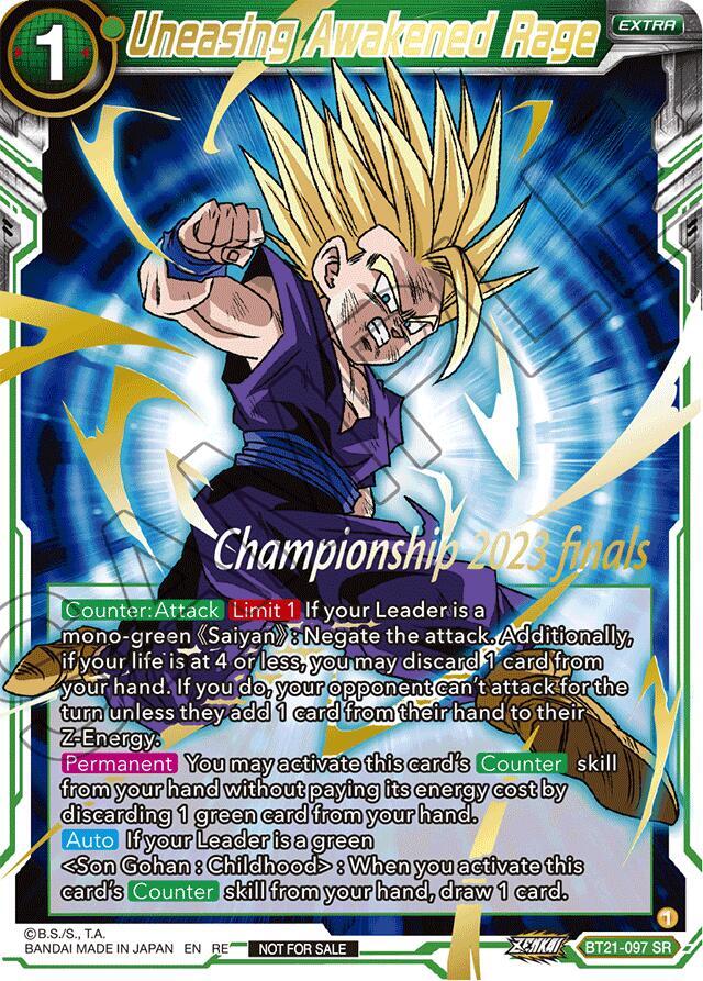 Uneasing Awakened Rage (2023 Championship Finals Celebration Pack Deluxe Set) BT21-097 card from Tournament Promotion Cards