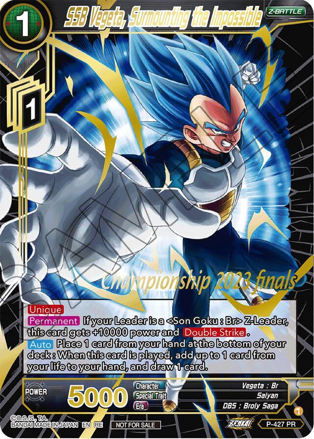 SSB Vegeta, Surmounting the Impossible (2023 Championship Finals Celebration Pack Deluxe Set) P-427 card from Tournament Promotion Cards