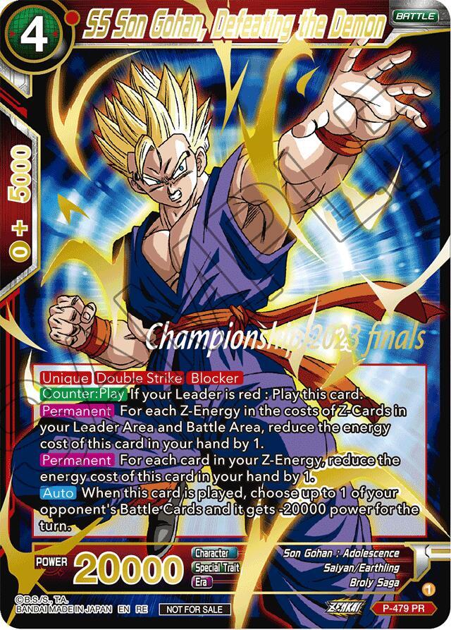 SS Son Gohan, Defeating the Demon (2023 Championship Finals Celebration Pack Deluxe Set) P-479 card from Tournament Promotion Cards