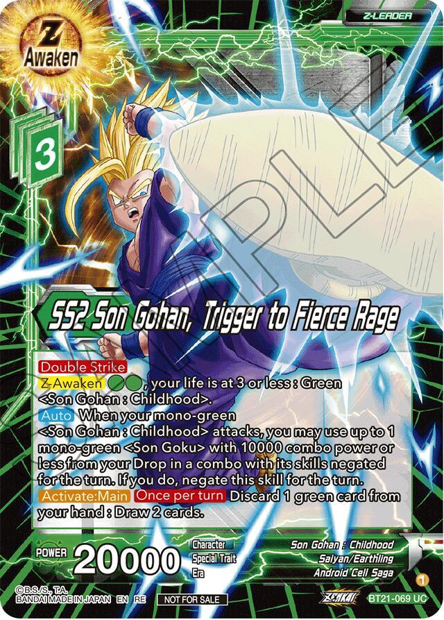 SS2 Son Gohan, Trigger to Fierce Rage (2023 Championship Finals Zenkai Premium Pack) BT21-069 card from Tournament Promotion Cards