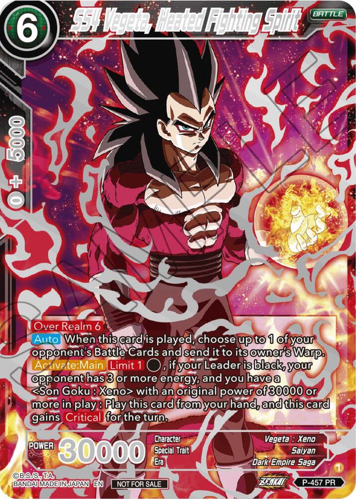 SS4 Vegeta, Heated Fighting Spirit (Championship 2023 Reward Alternate Art Card Set) (Holo) P-457 card from Tournament Promotion Cards