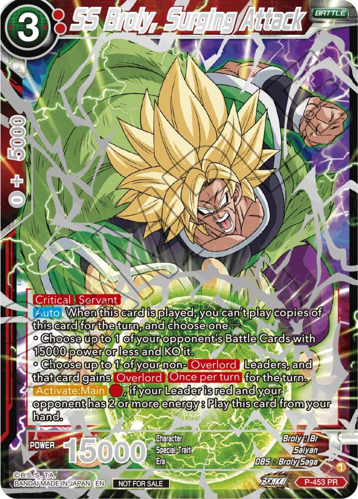 SS Broly, Surging Attack (Championship 2023 Reward Alternate Art Card Set) (Holo) P-453 card from Tournament Promotion Cards