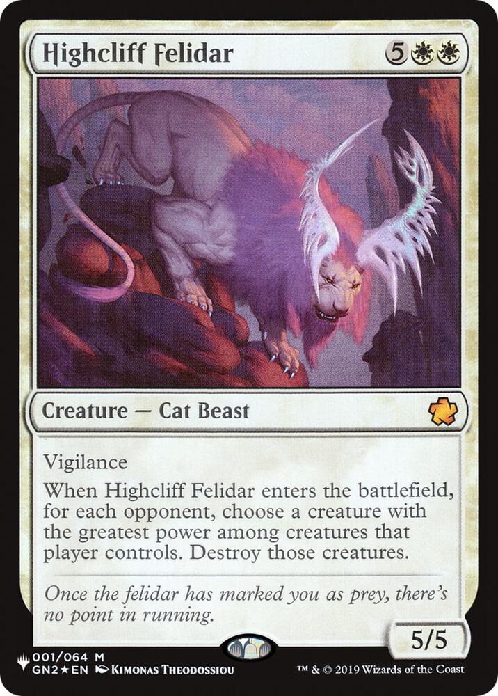 Highcliff Felidar 001/064 card from The List Reprints